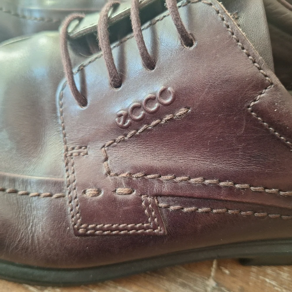 ECCO Men's 45(11.5 US)Casual Oxford Brown Leather Lace Up‎ Shoe